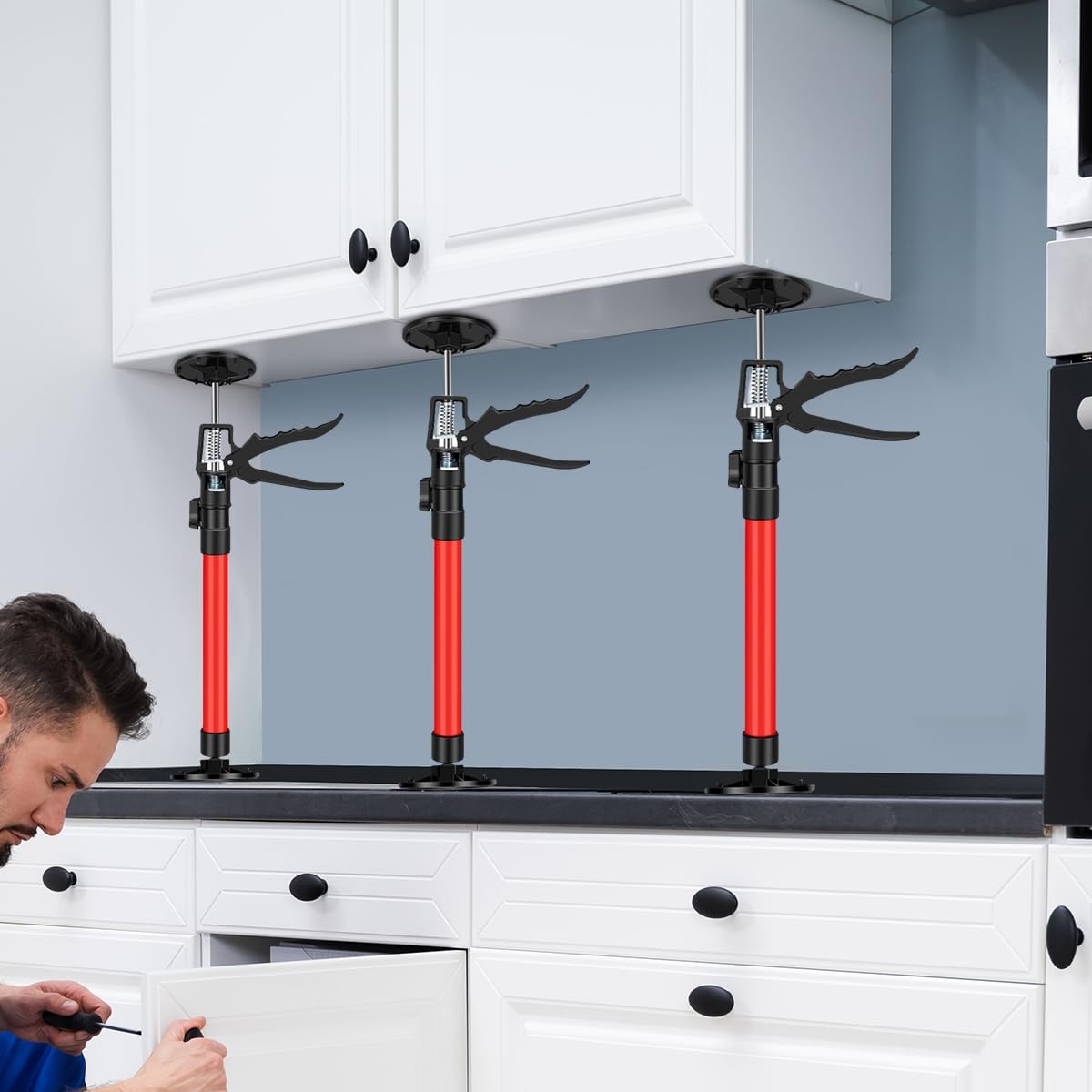 2Pack Cabinet Jacks for Installing Cabinets Adjustable Support Pole 12" to 24...