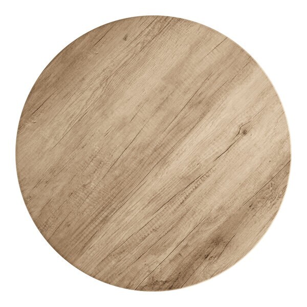 36'' Round Restaurant Table Top with Gray Wood Laminate Top Finish