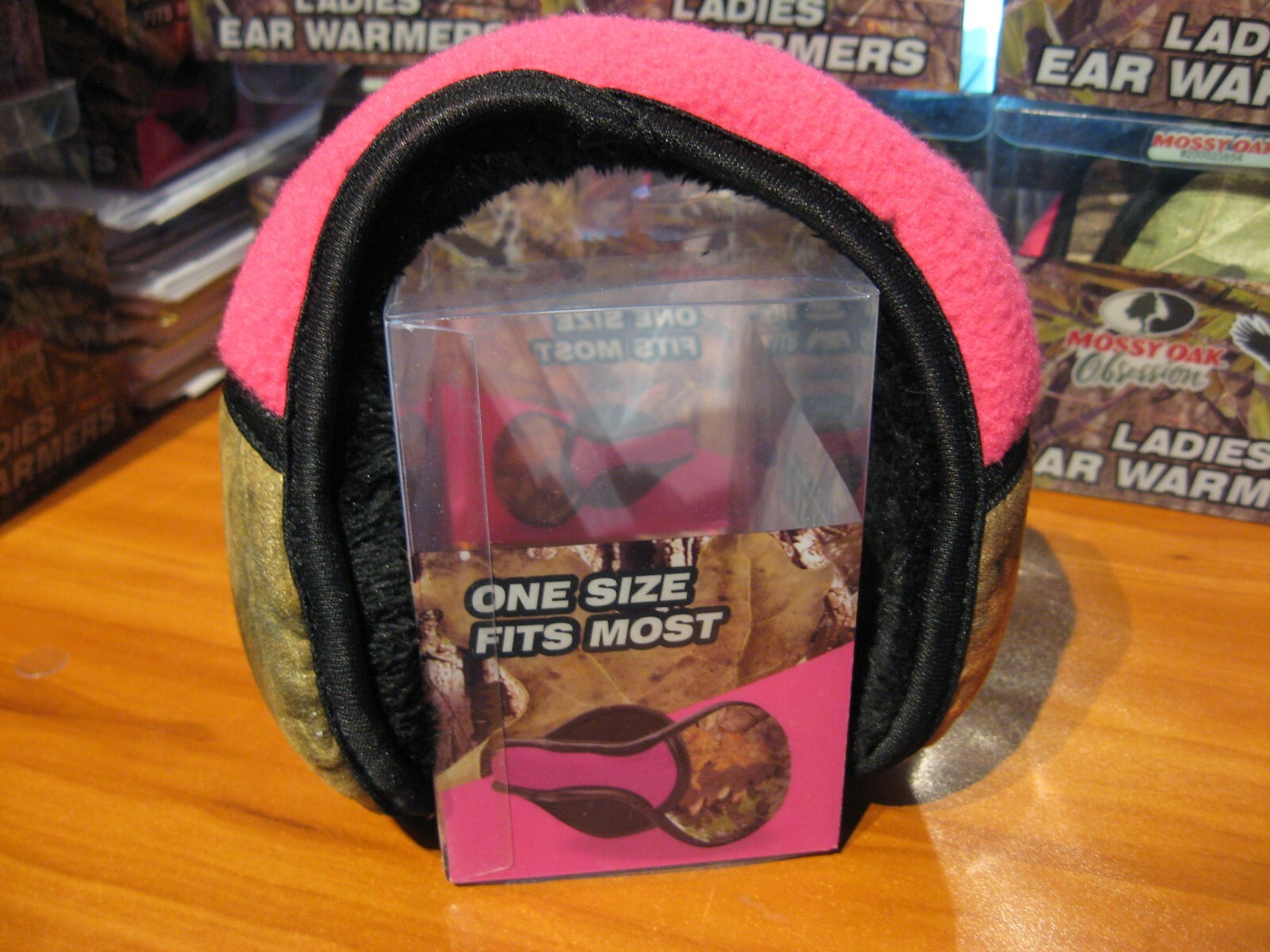 Ladies Mossy Oak Ear Warmer Muffs Break-Up Camo & Pink OSFM Women's Hunting Hat