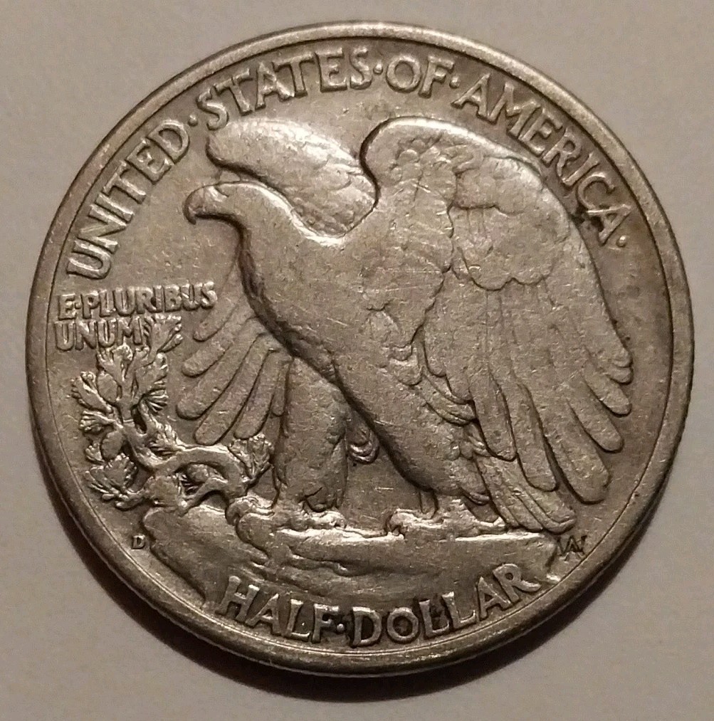 1938 D Walking Liberty Half Dollar Scratched