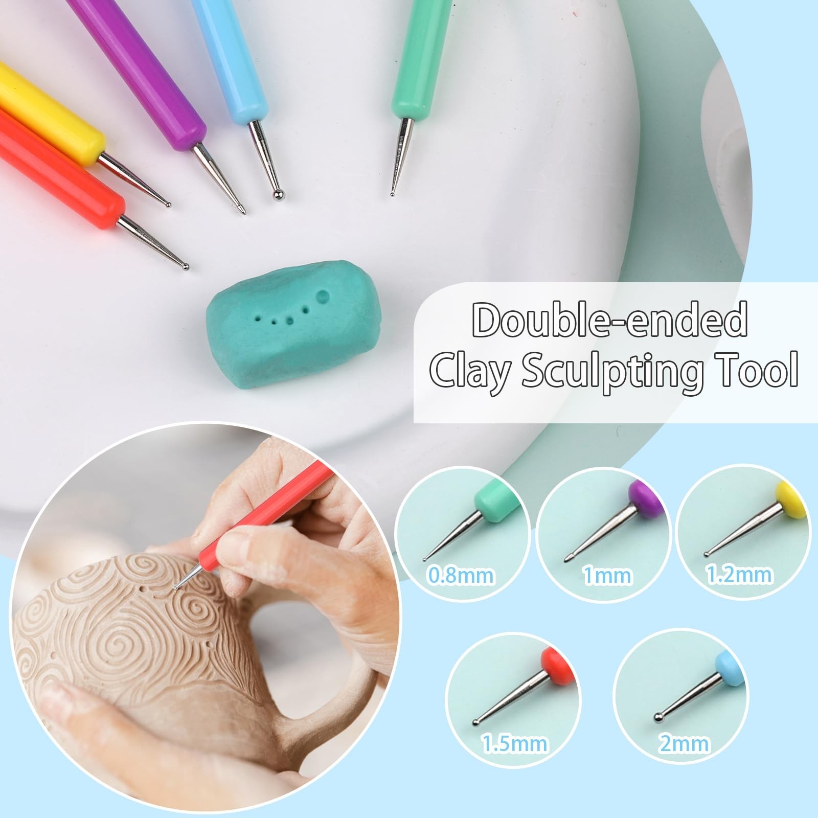 Dotting Tools, Silicone Clay Sculpting Tool, Clay Tools | Polymer Clay Tools,...