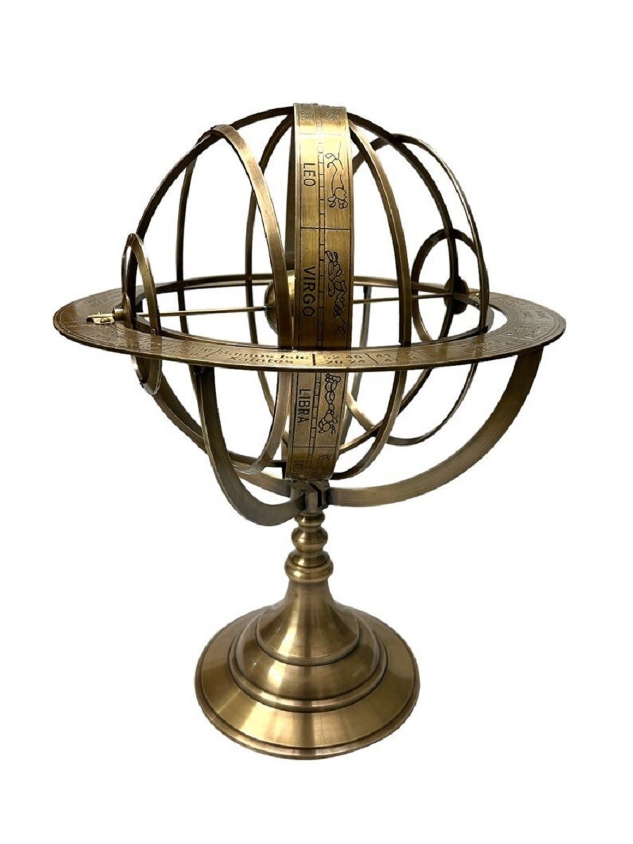 Engraved Brass Armillary Sphere 18" Astrolabe Globe Nautical Table Decor Gift