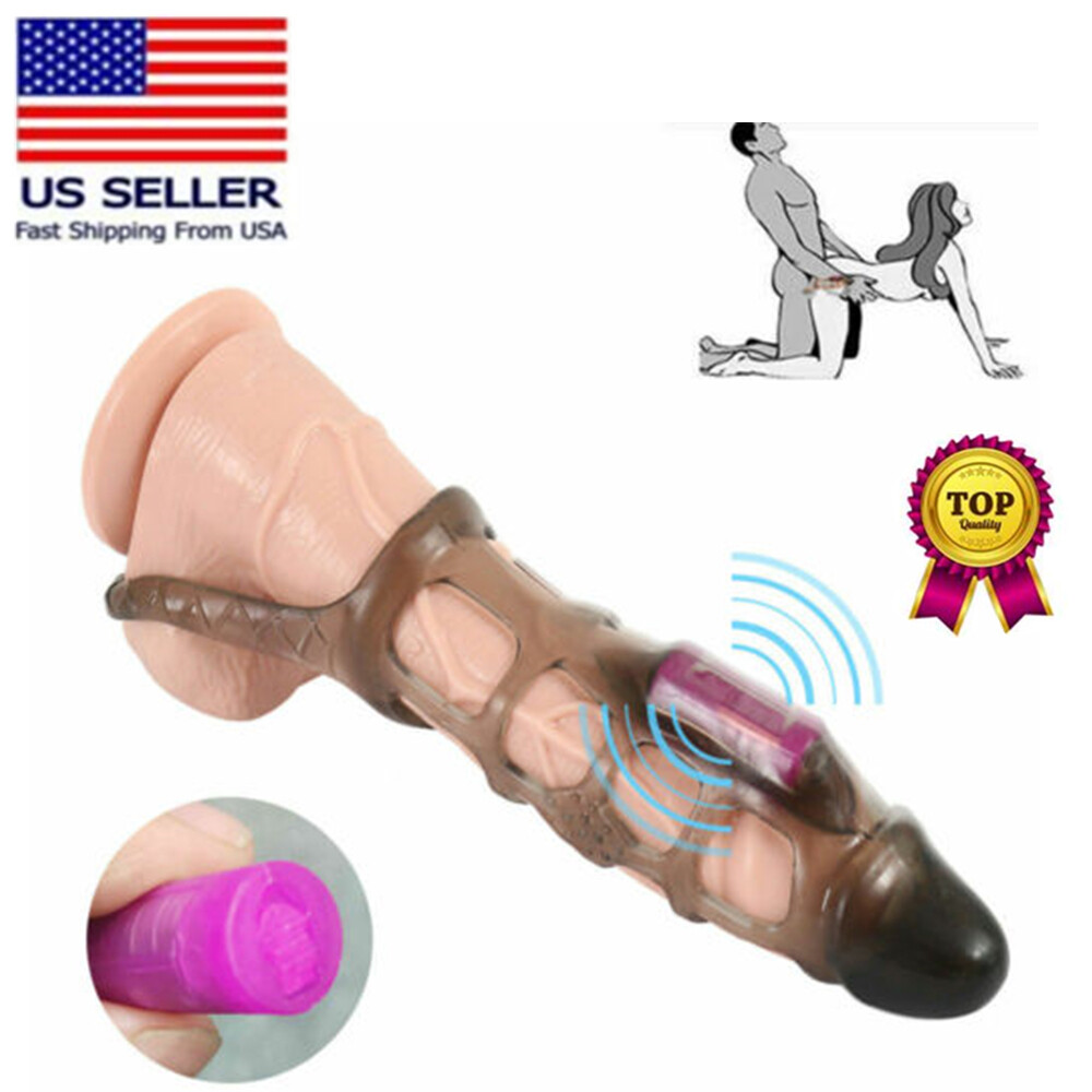 Vibrating Cock Penis Ring Sleeve Condom Enhancer Vibrator for Couple Men Sex Toy