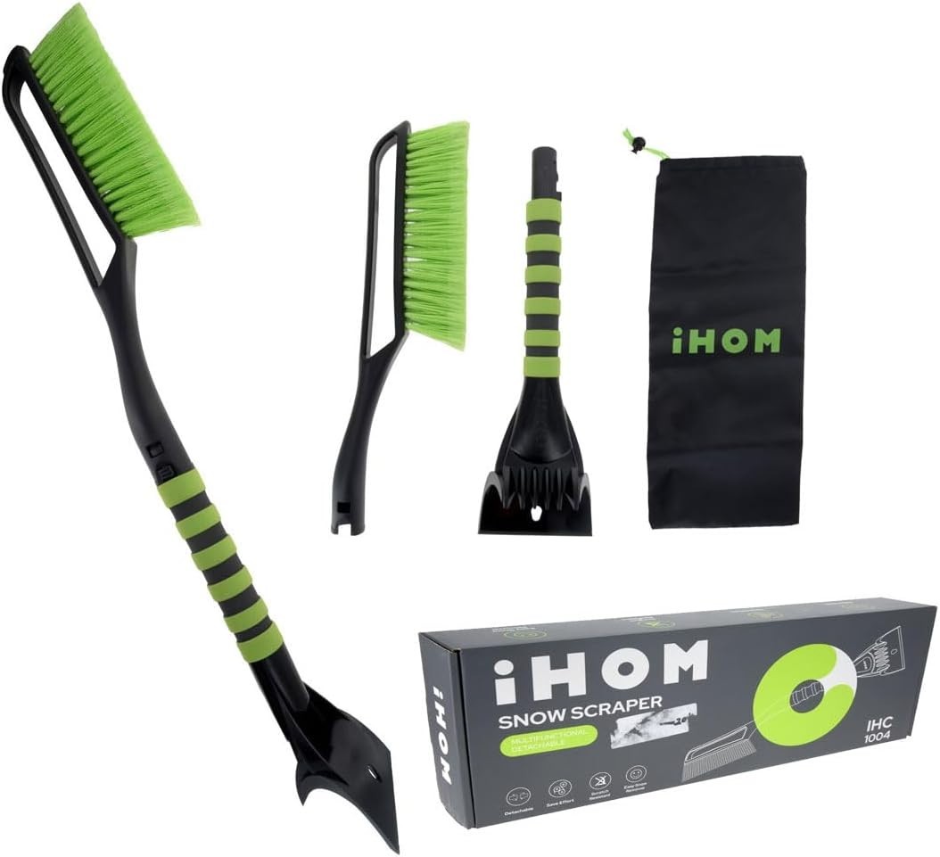 27 Inch Snow Brush and Detachable Ice Scraper with Grip and Carrying Bag