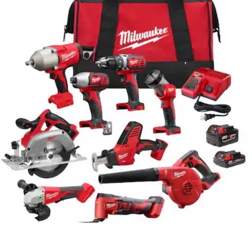 Milwaukee M18 18V Lithium-Ion Cordless 9-Piece Combo Tool Kit