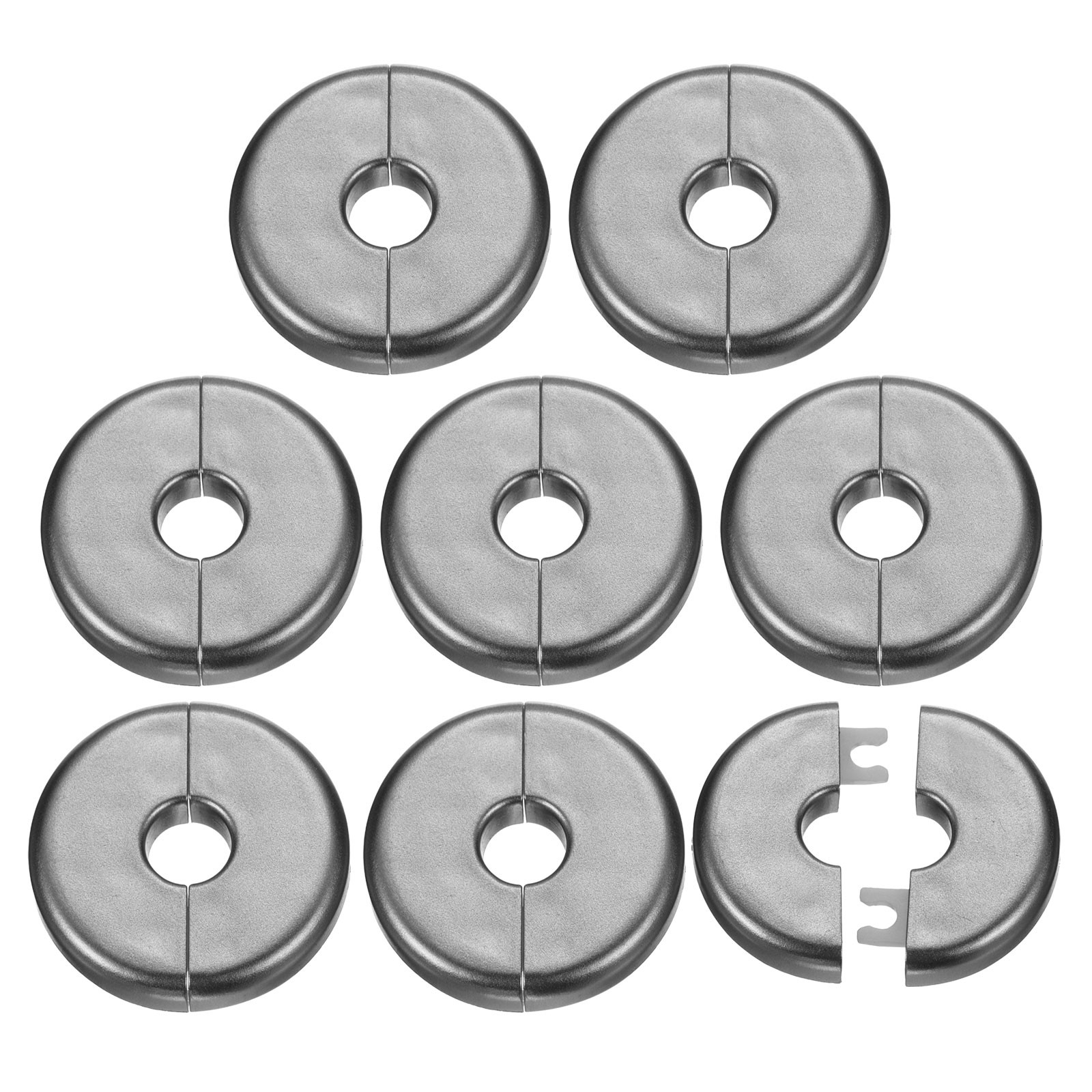 8pcs Wall Split Flange 11mm/0.4" Self-Adhesive Plumbing Cover Plates, Gray
