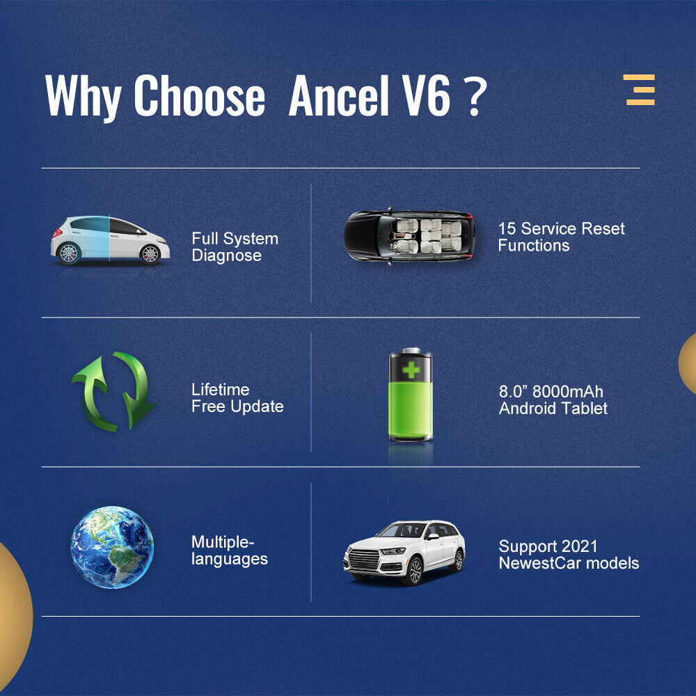 ANCEL V6 Bidirectional Car OBD2 Diagnostic Tool ECU Coding All System Scanner