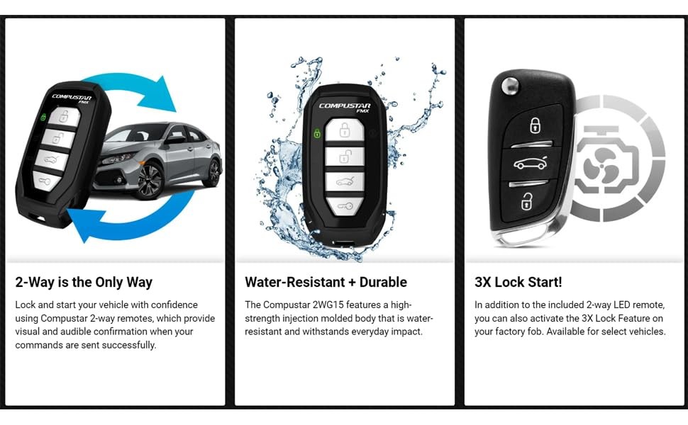 Compustar CSX4900-S 4-Button 2-Way, 3000' Remote Start System w/Drone X1LTE