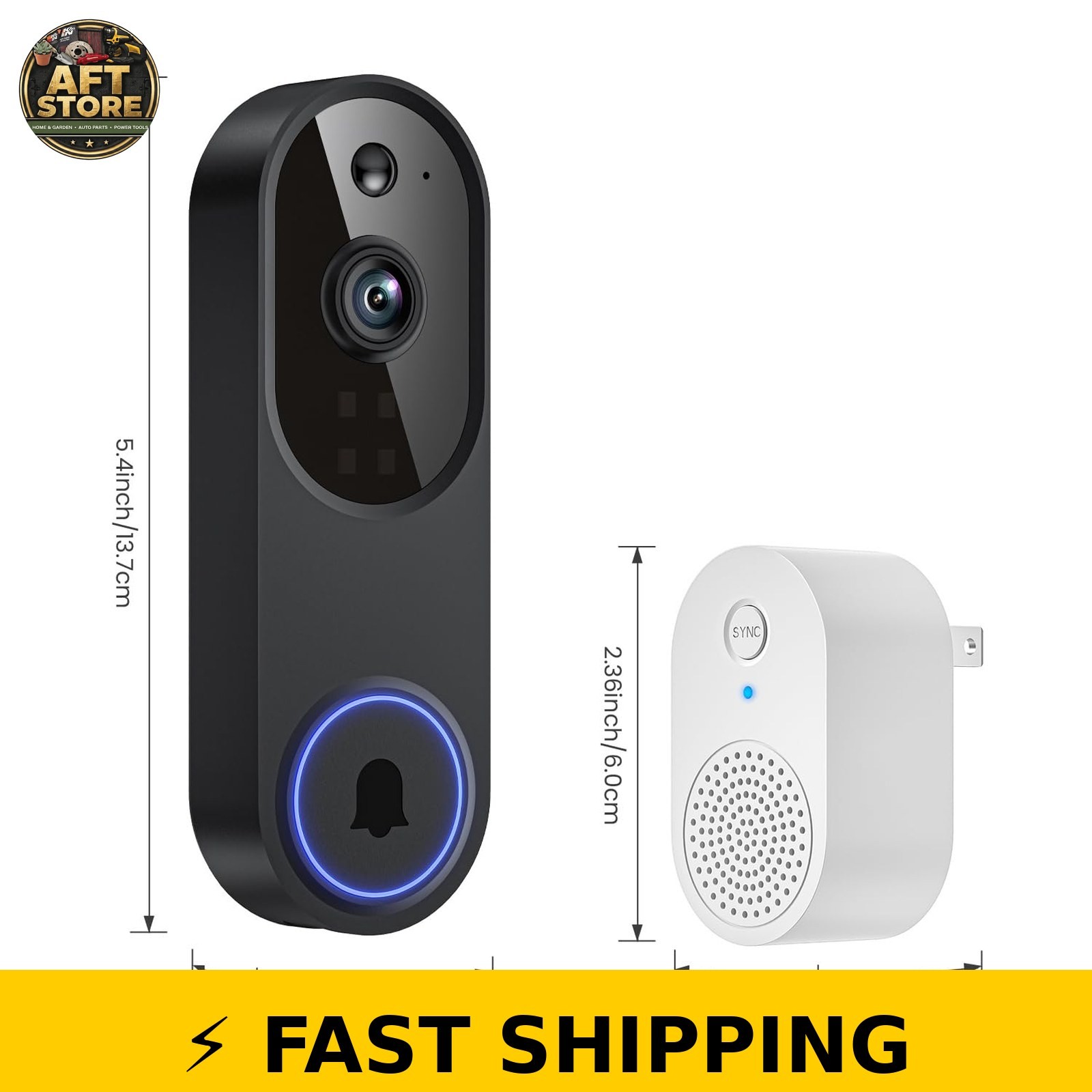 Orbitell 1080p Wi-Fi Video Doorbell Camera - Night Vision, Two Way Audio