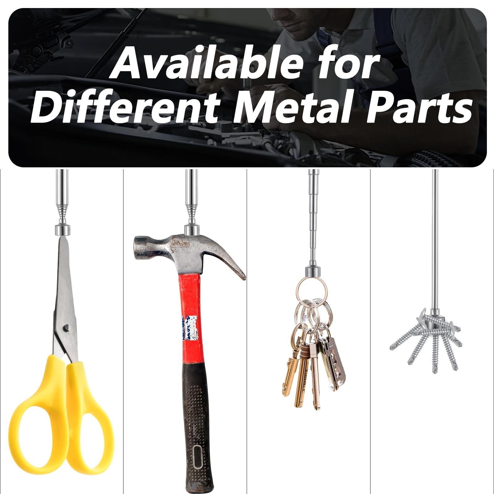 2Pack Telescoping Magnetic Pickup Tool 5LB Pull Force Extendable Pick Up Stic...