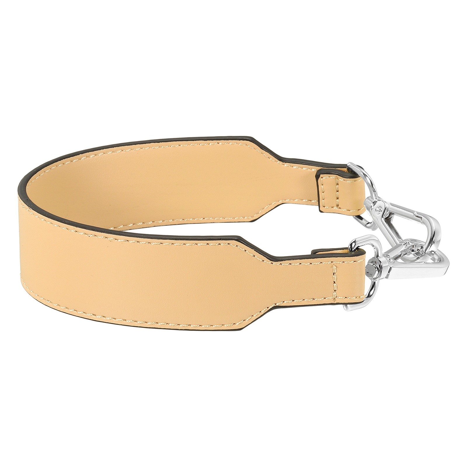 16 Inch Leather Purse Strap, Plain Pattern with Silver Buckle, Apricot
