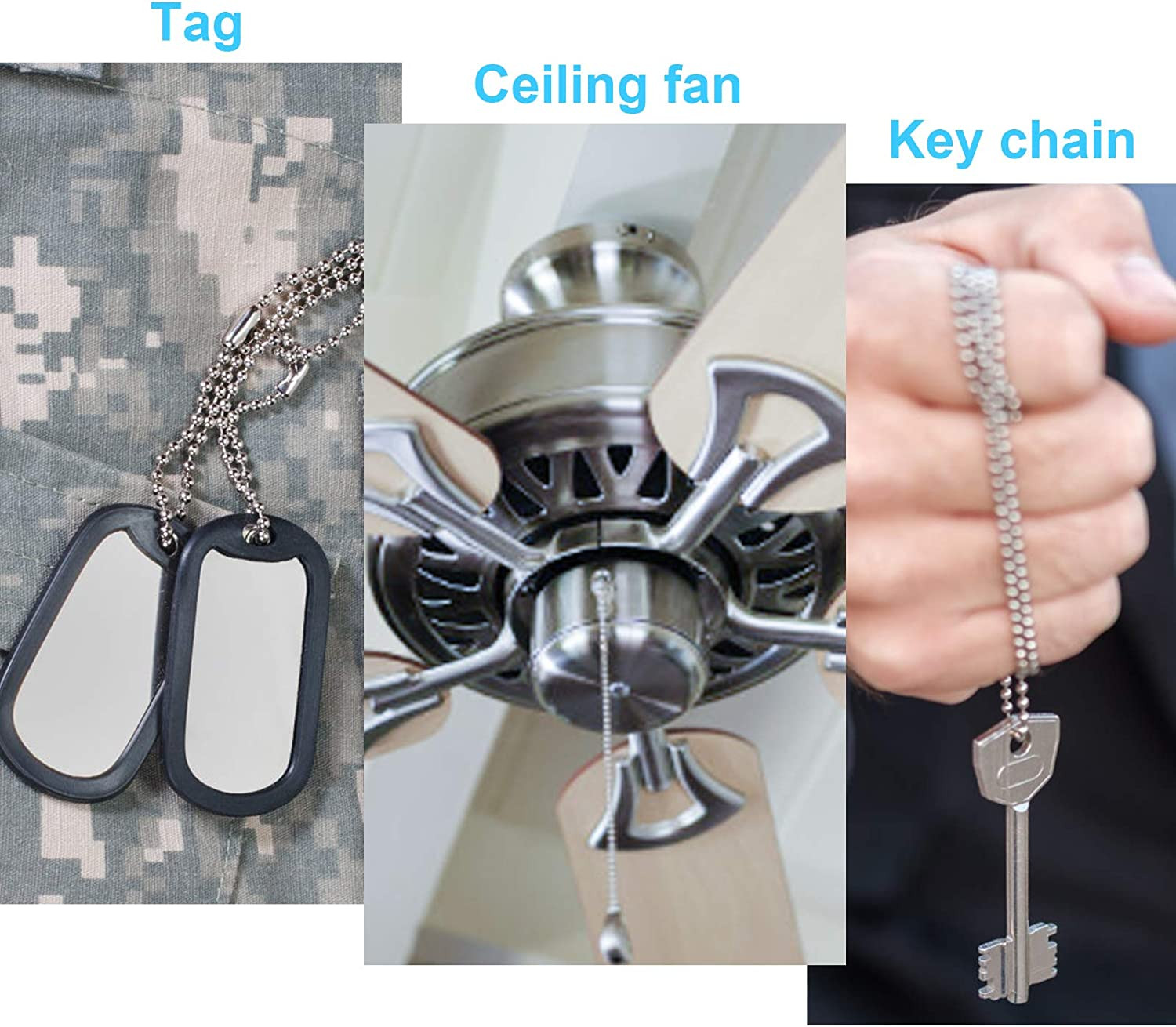200 Inch Ceiling Fan Pull Chain, (Upgrade Rust Proof) 3.2Mm Beaded Pull Chains E