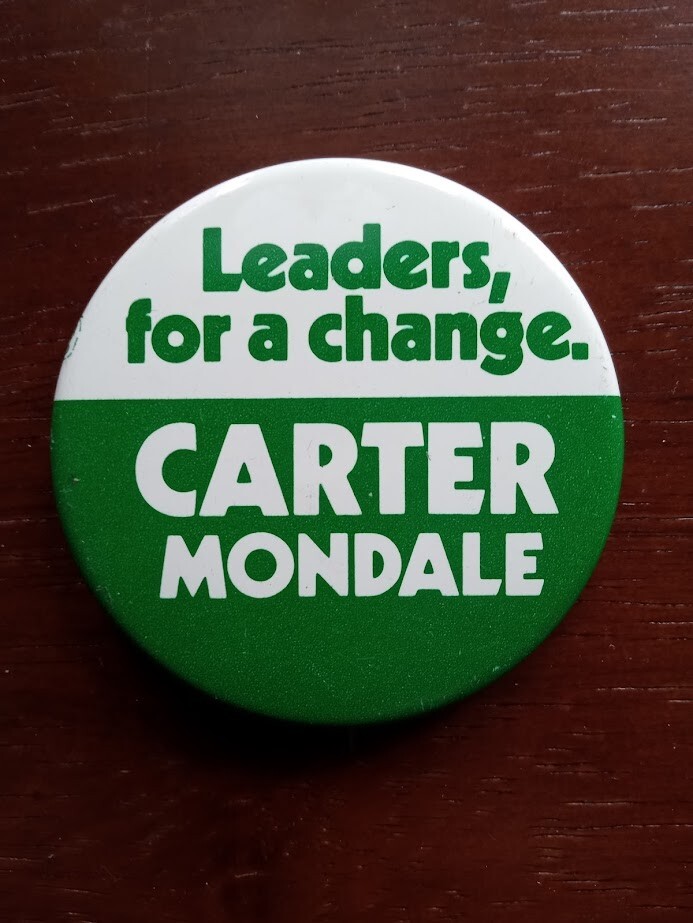 Vintage 1976 Leaders for a Change CARTER MONDALE Campaign Pinback Button MINT