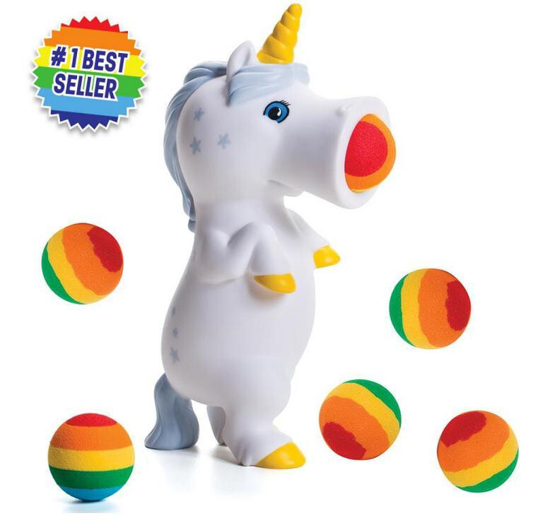Hog Wild Soft Foam Unicorn Popper 6 Ball Squeeze Shooter Outdoor Indoor NEW  E4
