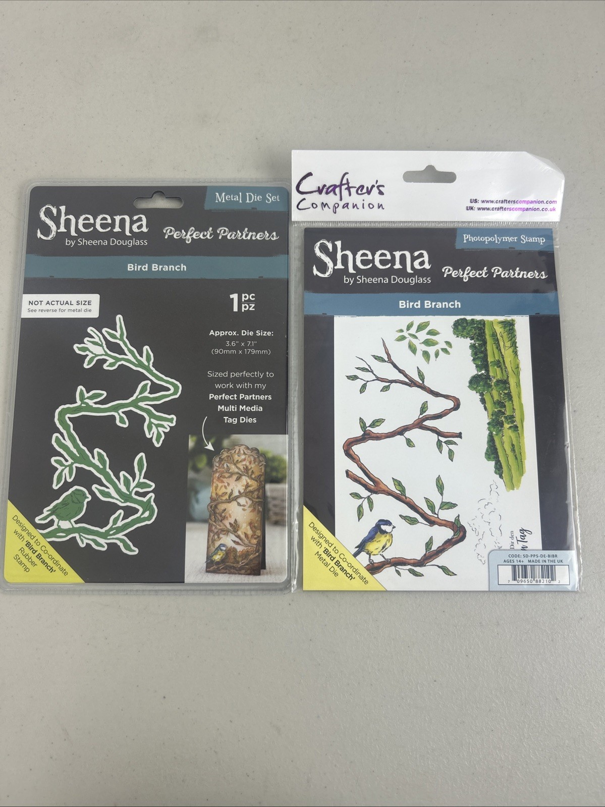 Crafters Companion Sheena Douglass Metal Die Set 1 Piece Bird Branch And Stamp