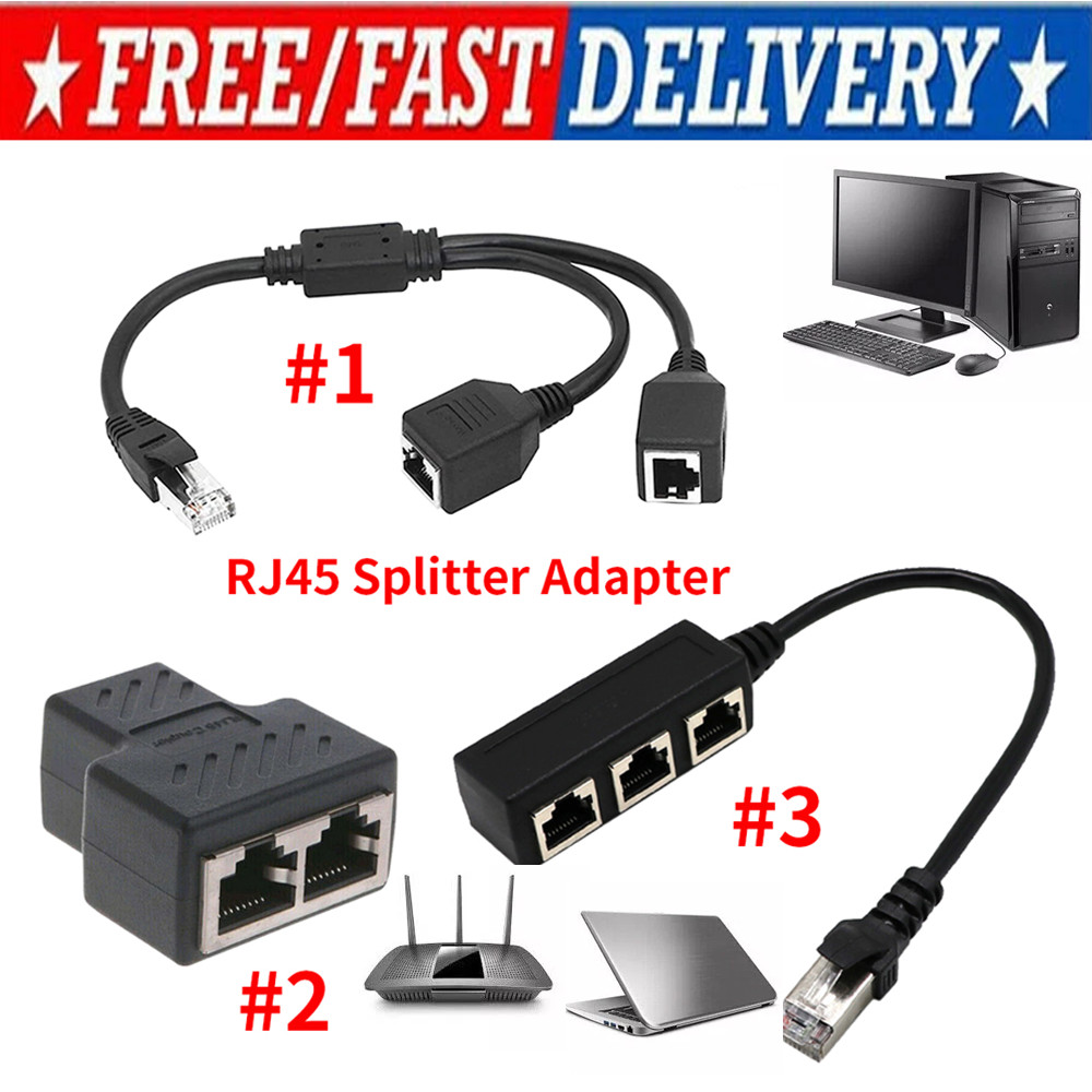 RJ45 1 to 2/3 Ways Splitter Adapter CAT7 CAT6 CAT5 LAN Ethernet Cable Connector