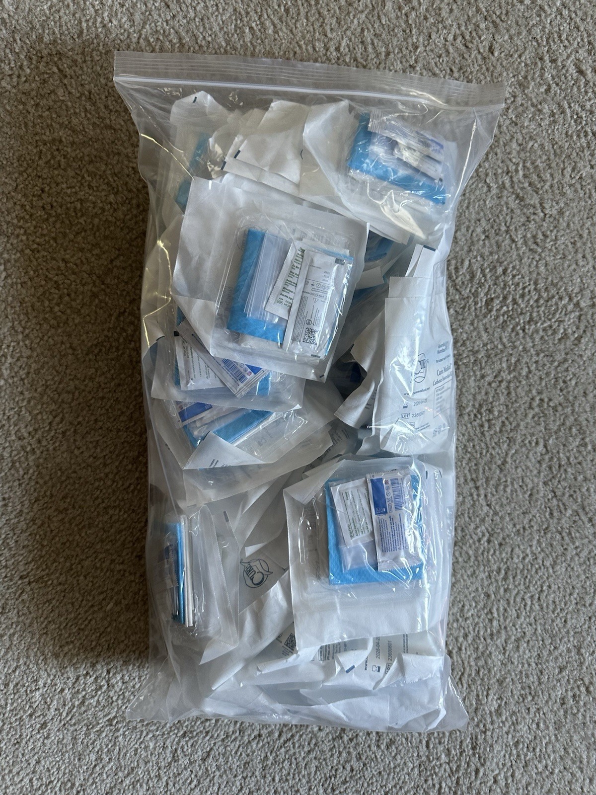 K1 Cure Medical Cath Insertion Kits Lot of 50 New Sealed - Sterile Gloves