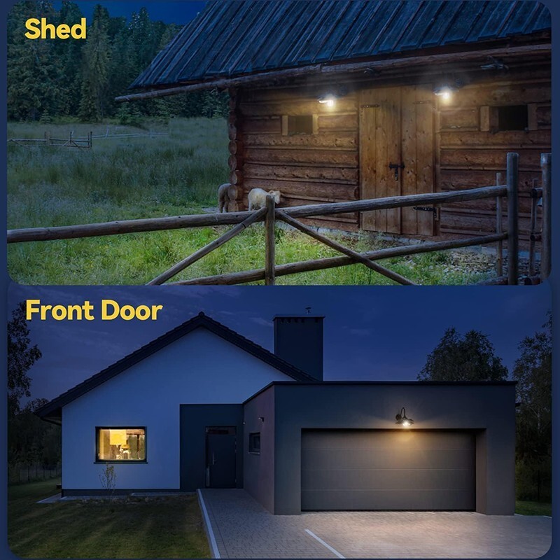 2 Pack Outdoor Solar Barn Light Motion Sensor Wall Light Waterproof Porch Light