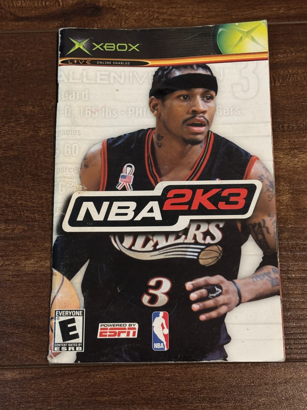 NBA 2K3 Basketball 2003 Iverson XBOX Instruction Manual Only