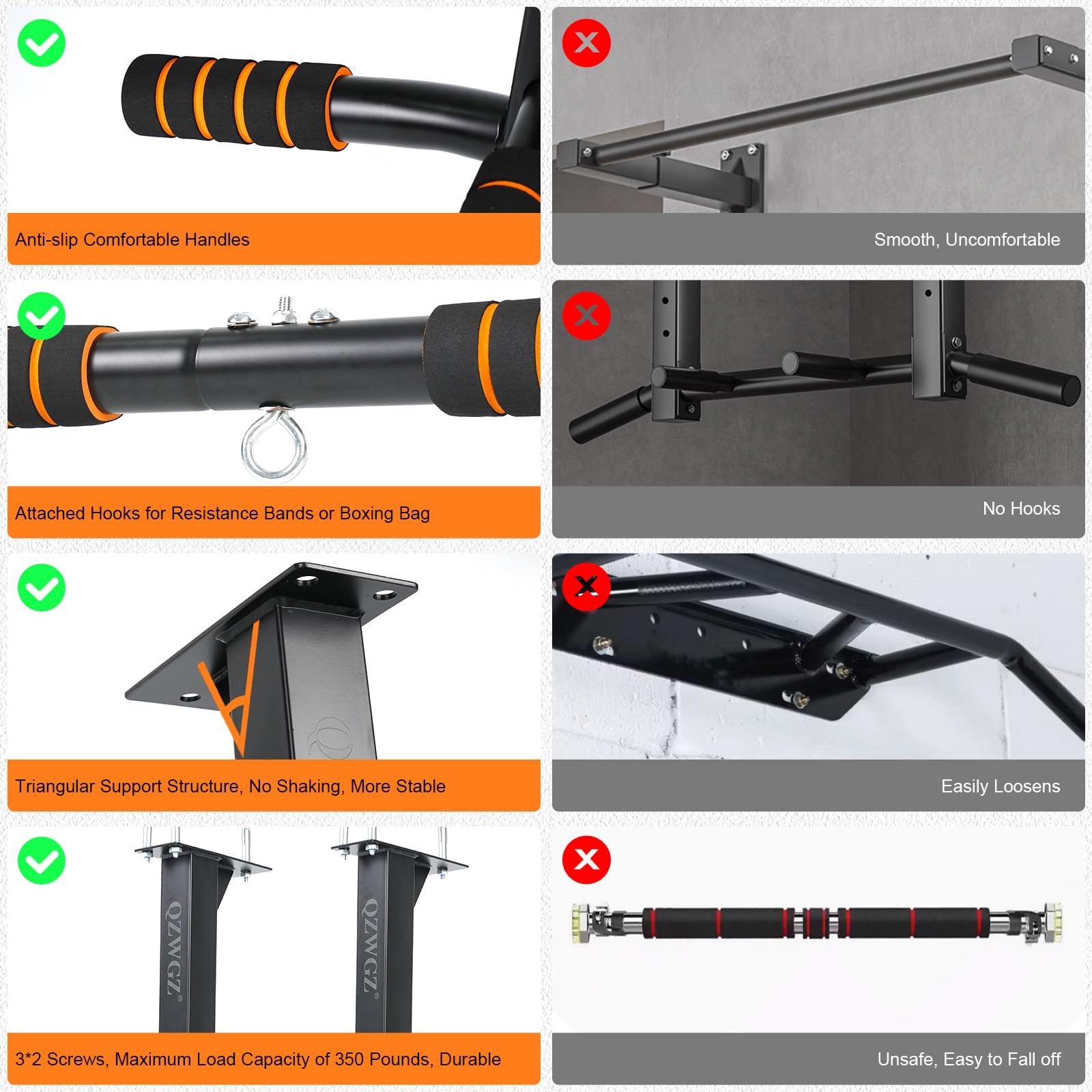 Height Adjustable Pull Up Bar, Heavy Duty Pull Up Bar, BarMount, Ceiling Moun...