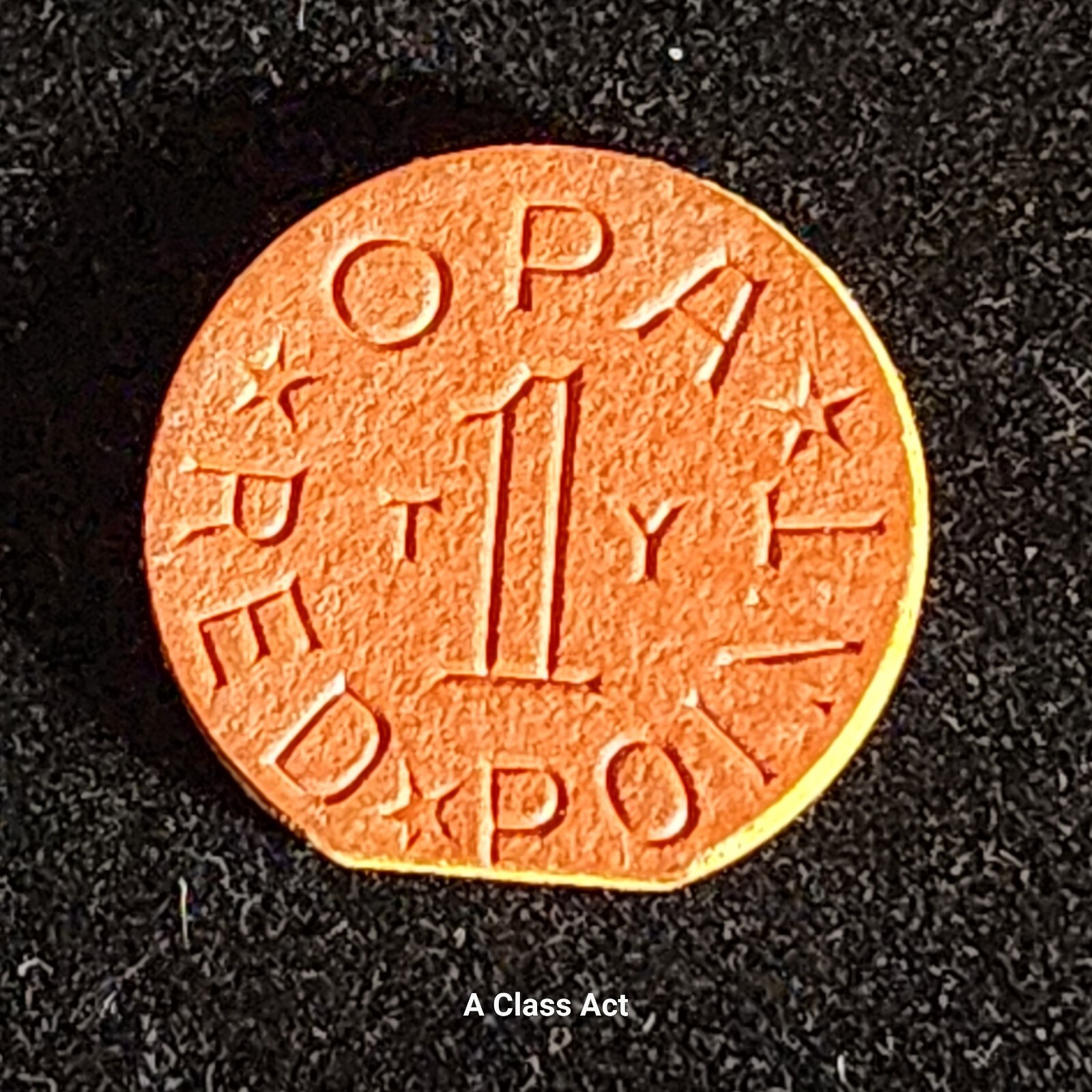 RARE OPA RED POINT TOKEN MISCUT, CLIPPED ERROR, T Y. OUR T6331