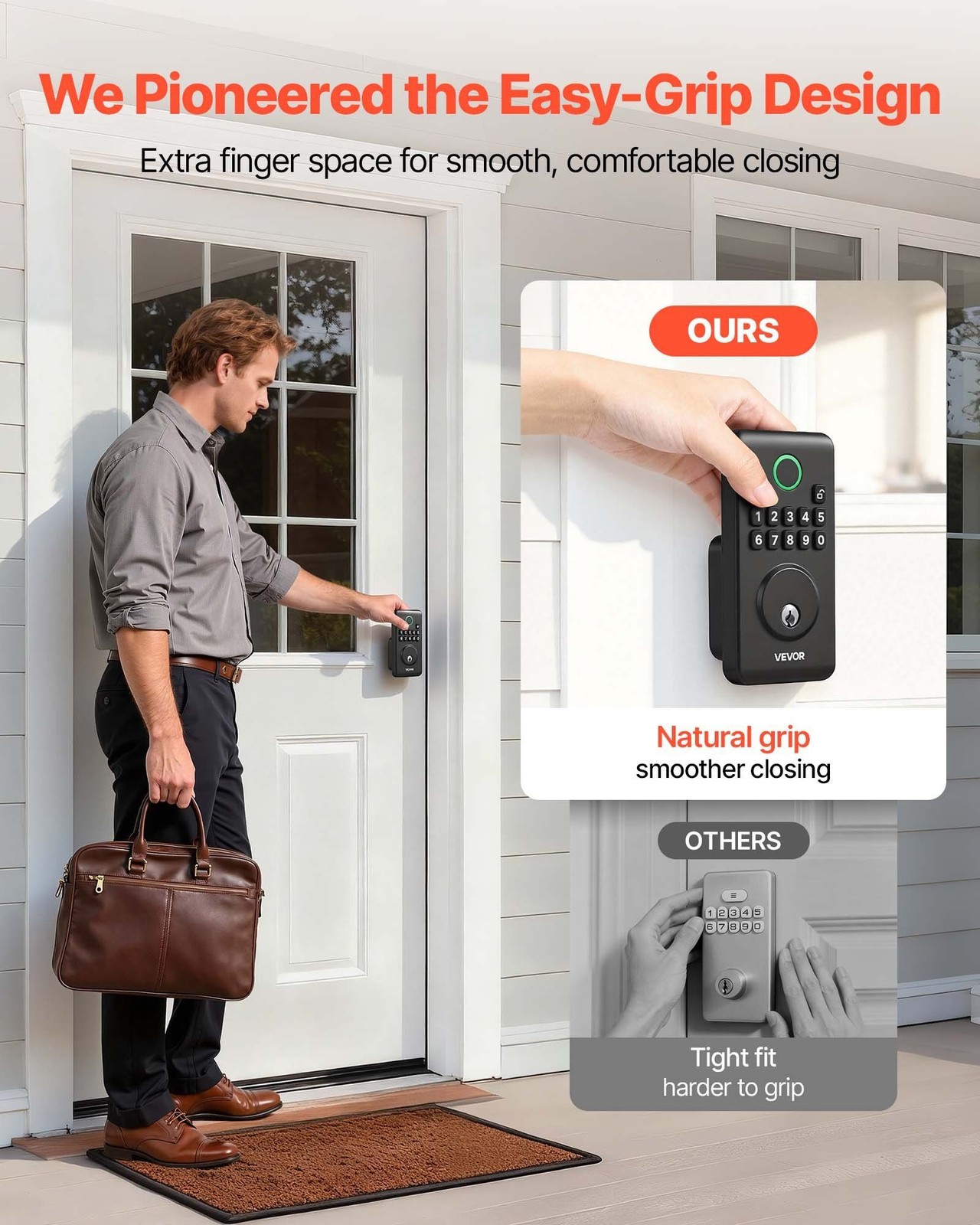 Matte Black Keyless Deadbolt: 100 Codes, Auto Lock, Backlit Keypad, IP55