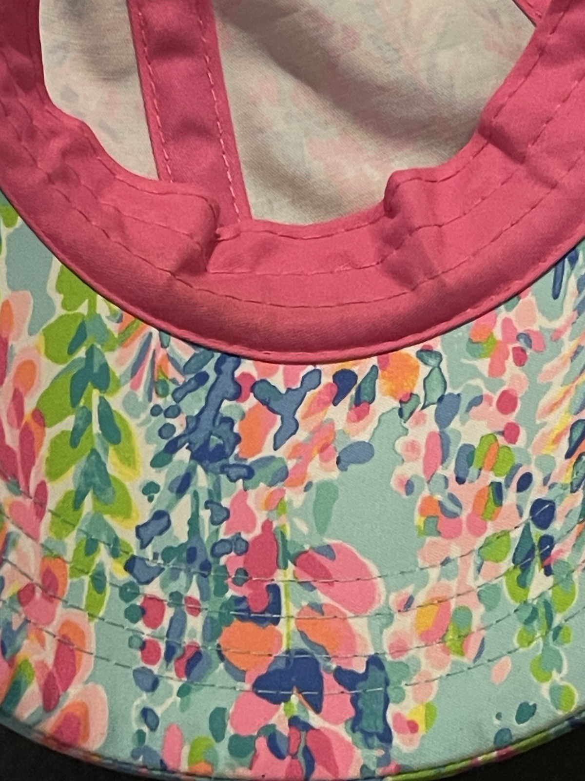 MAKE OFFER LILLY Pulitzer Run Around Pink Aqua Hat Cap Multi Catch The Wave EXC