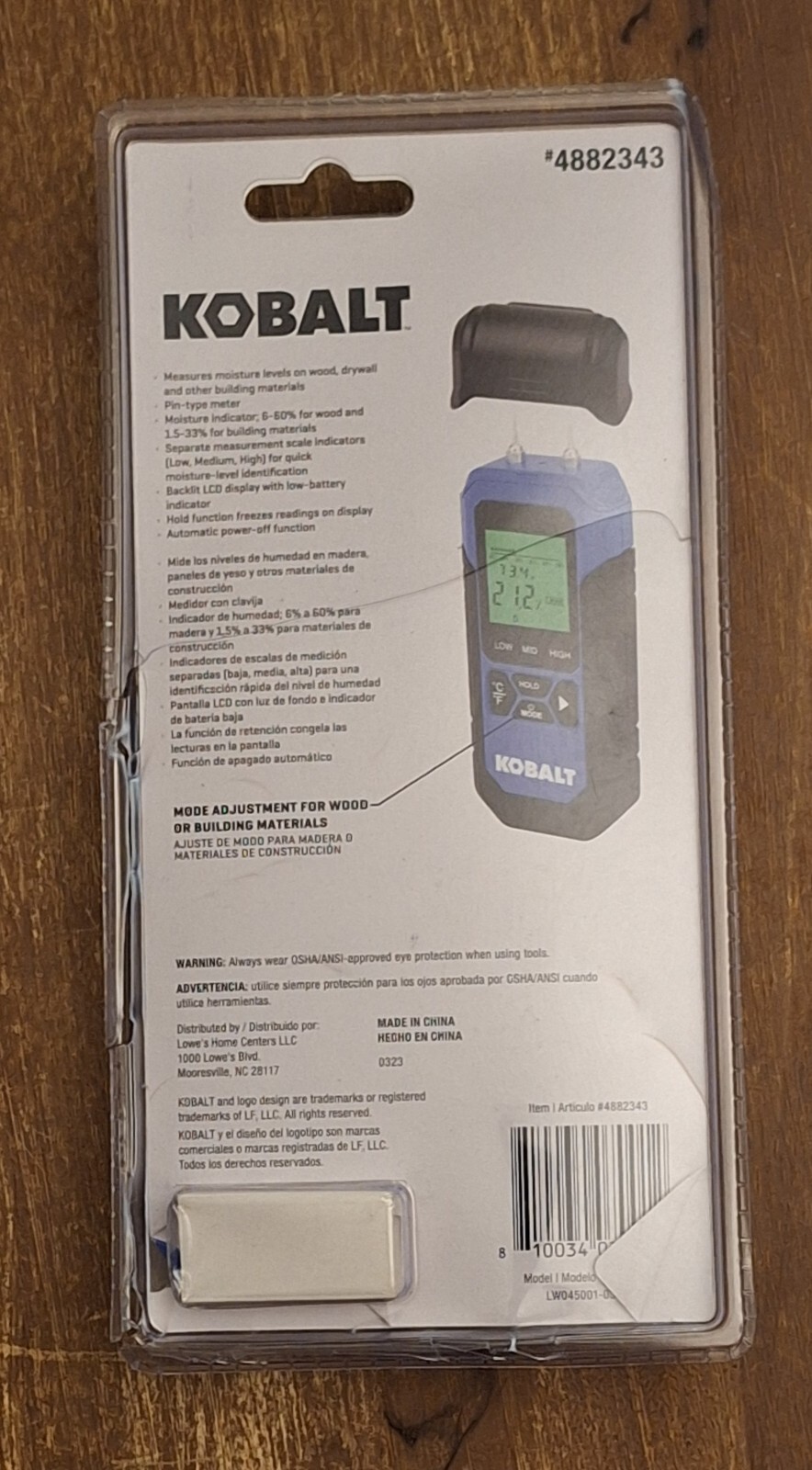 KOBALT TOOLS 4882343 PIN-TYPE DIGITAL MOISTURE METER