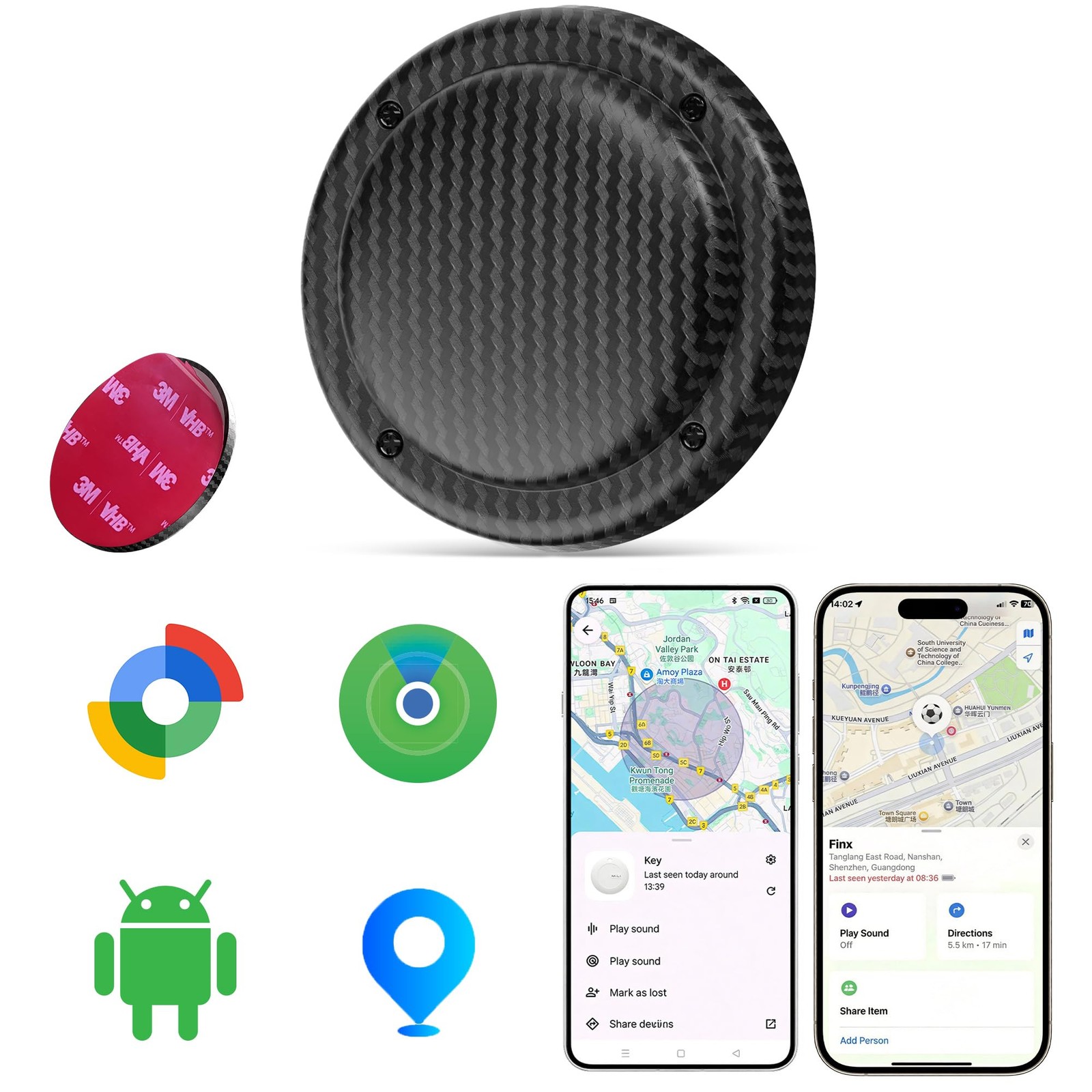 3M Adhesive Bluetooth Tracker for iOS & Android - Works with Apple Find My & ...