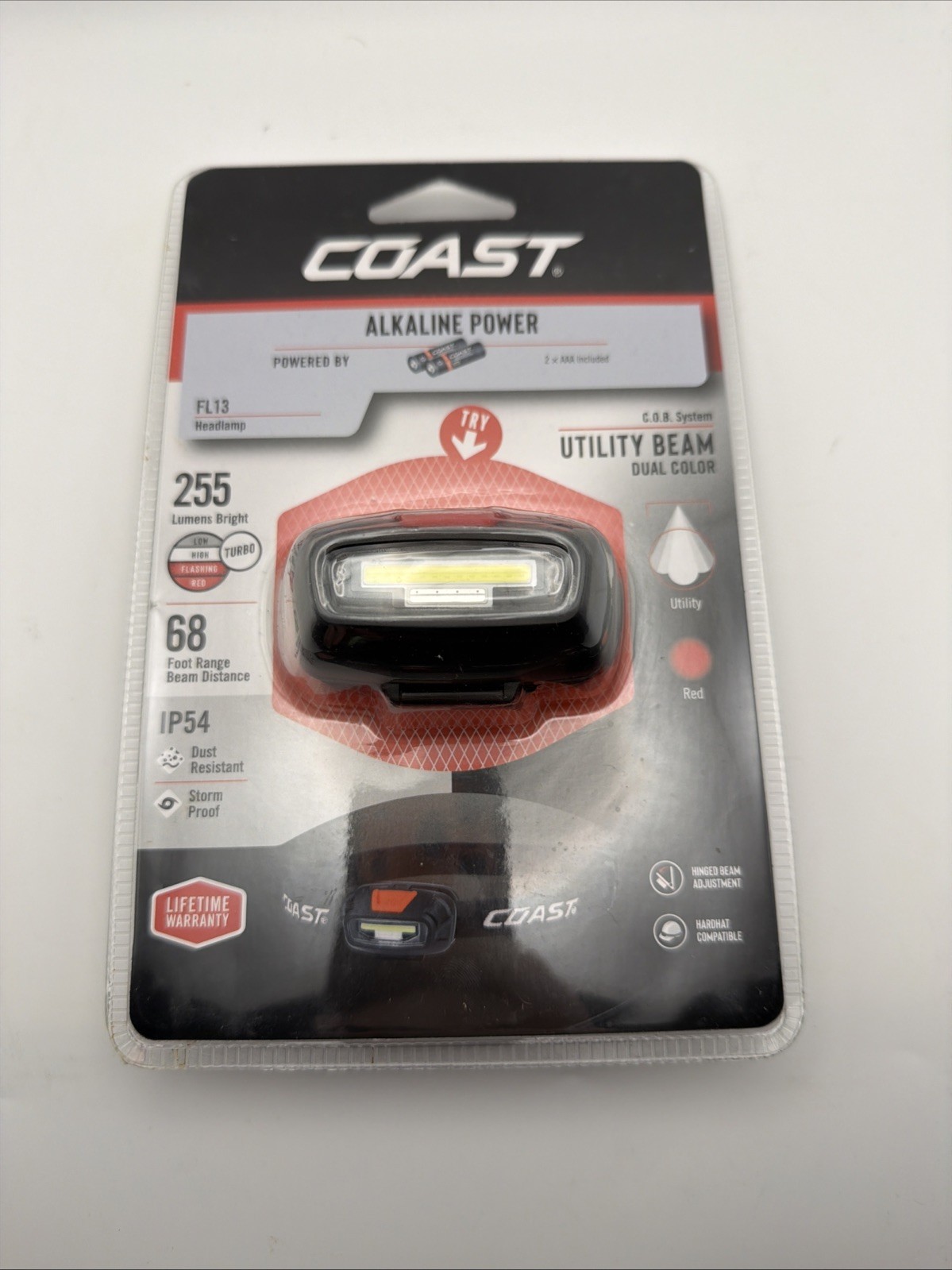 Coast Headband Light 255 Lumens battery powered Hardhat Compatible - Free Ship