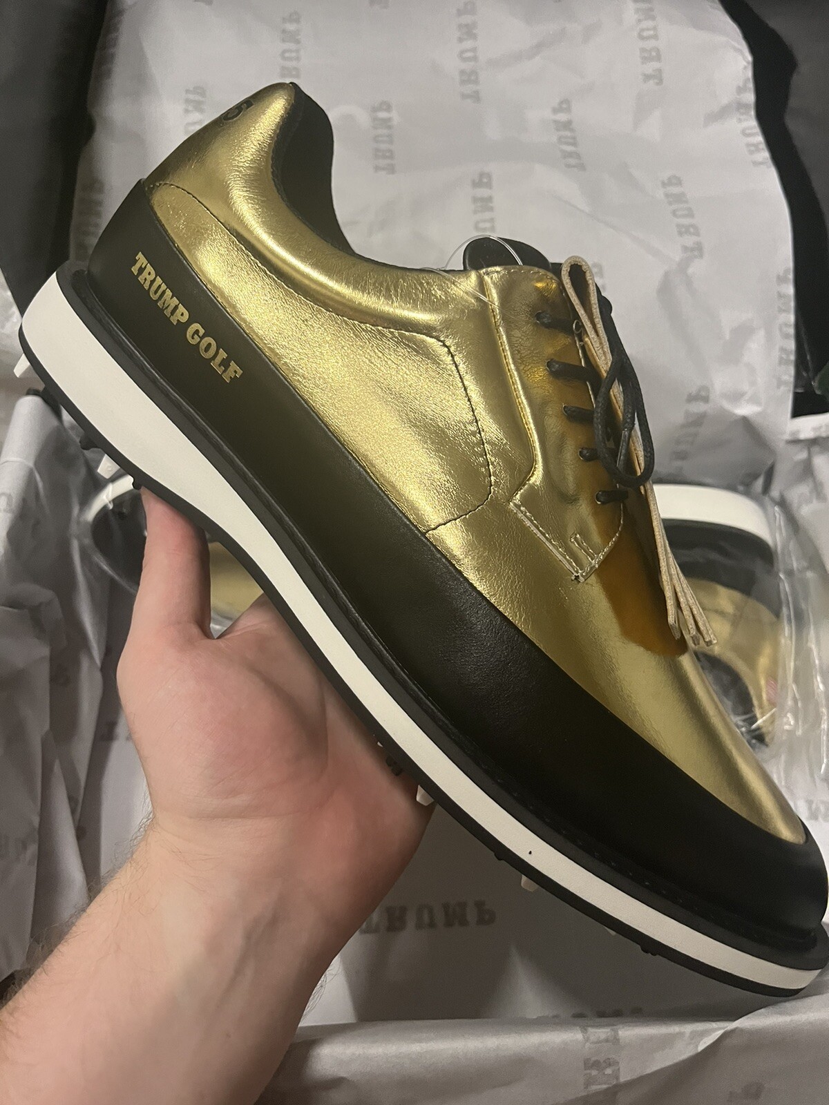 Donald Trump Presidential Golf Shoes Gold Size 7 Limited Sneakers #/1000