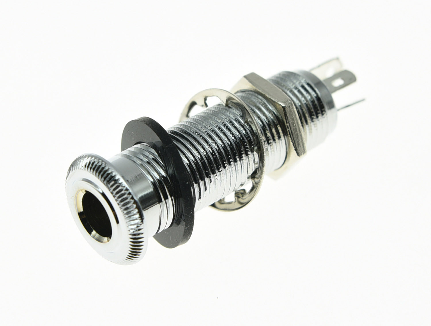 Chrome Copper Stereo Guitar Bass Barrel Jack Cylinder Input Output Jack 4 Poles