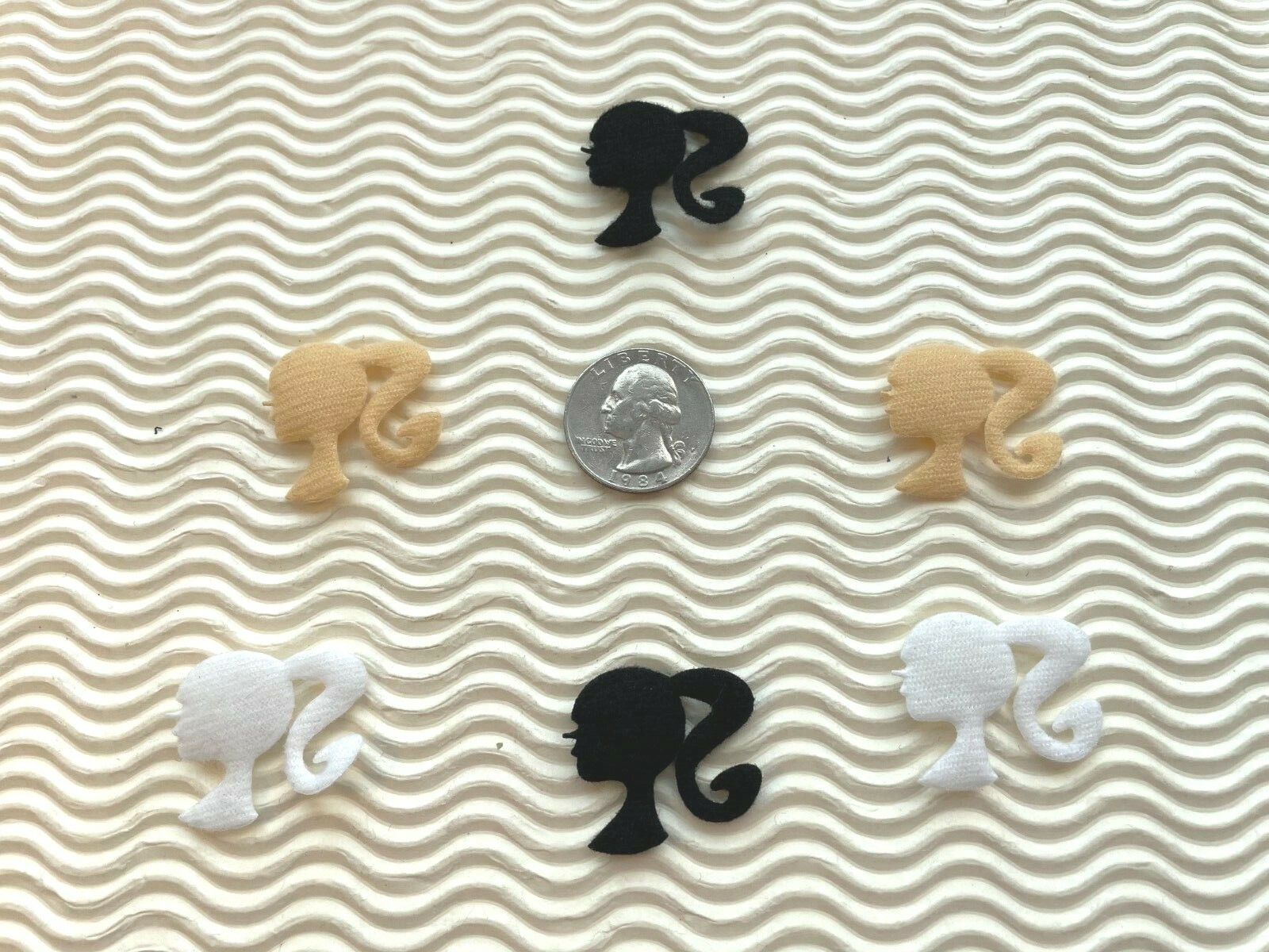 60pcs  x 1" Felt Lady Girl Padded Appliques/Pony Tail/Salon for Cards Clip ST331
