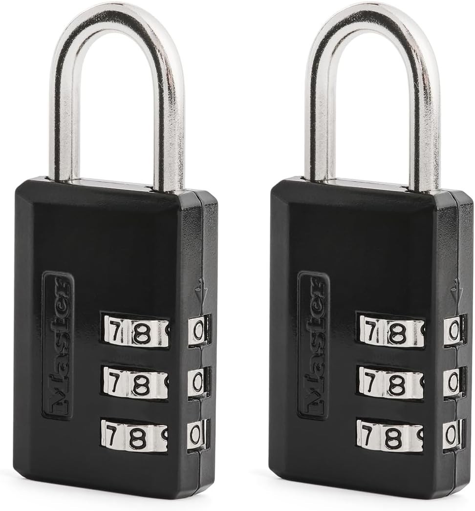 Master Lock 647EC2 Padlock 3-Digit Combination, Steel Shackle, Resettable 2Pcs