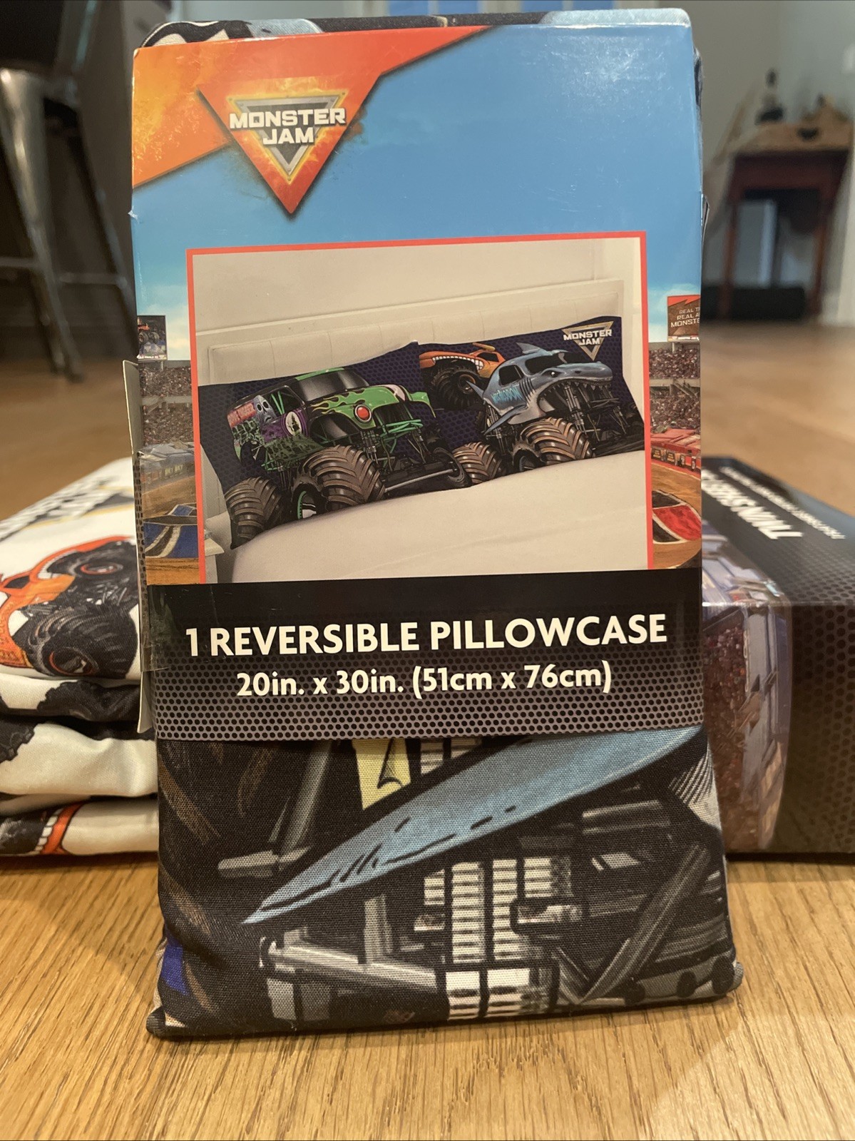 Monster Jam Reversible Pillow Case Standard Polyester Machine Washable NWT
