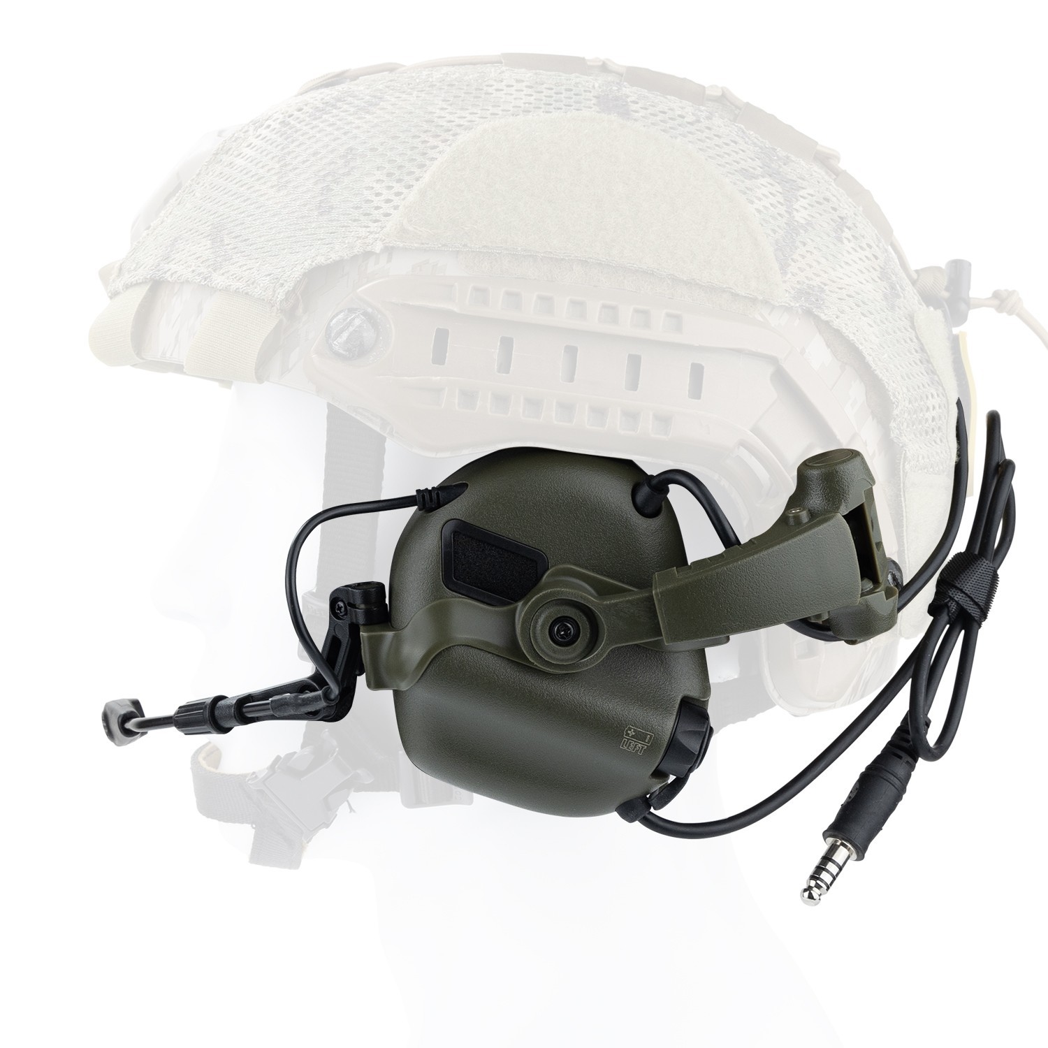 EARMOR M32X Plus Tactical Headset With Mic & ARC Rail Helmet Adapters, Green