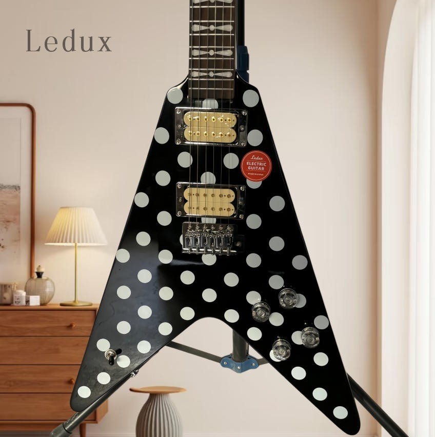Randy Rhoads Electric Guitar Black&White Polka Dots Chrome HW Tremolo Bridge