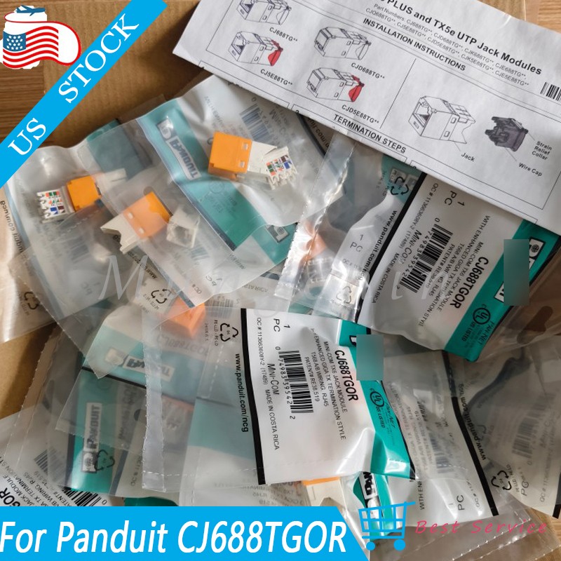 50PCS Network Jack Module Orange For Panduit CJ688TGOR GigaTX Cat6 Mini-Com RJ45