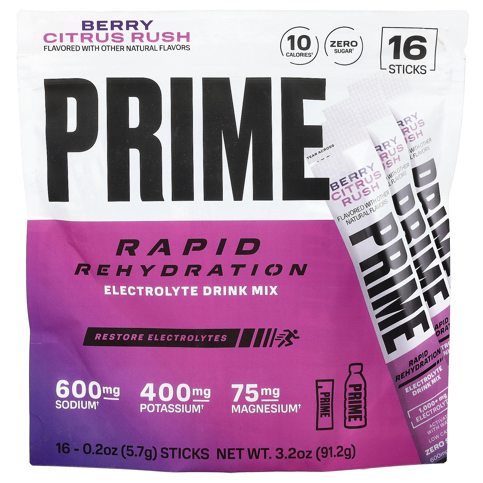 Rapid Rehydration, Electrolyte Drink Mix, Berry Citrus Rush, 16 Sticks, 0.2 oz