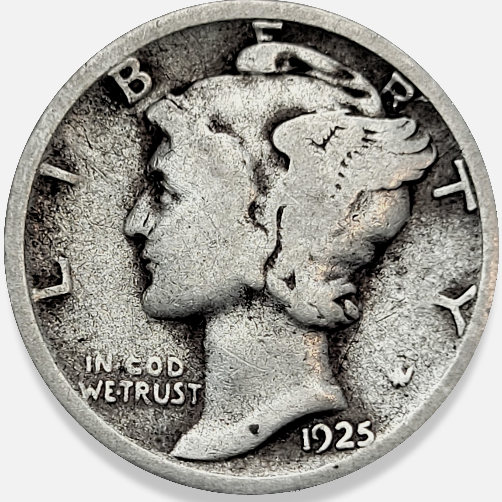 1925-P Mercury Dime 10c Good G++ * Original Surfaces * 1925P #3
