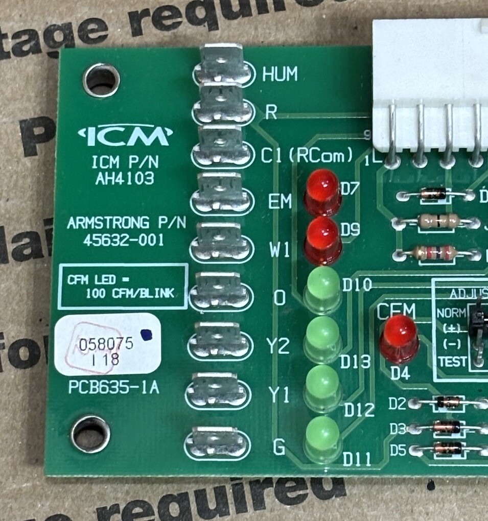 Armstrong 45632-001 ECM Blower Control Board ICM AH4103 PCB635-1 🔥Checked