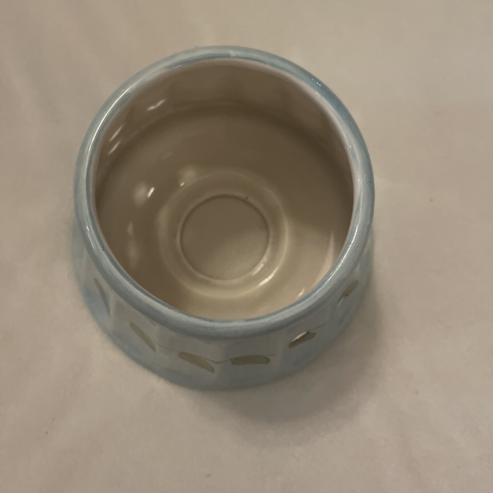 Ceramic Large Candle Jar Shade Topper Blue With Leaves