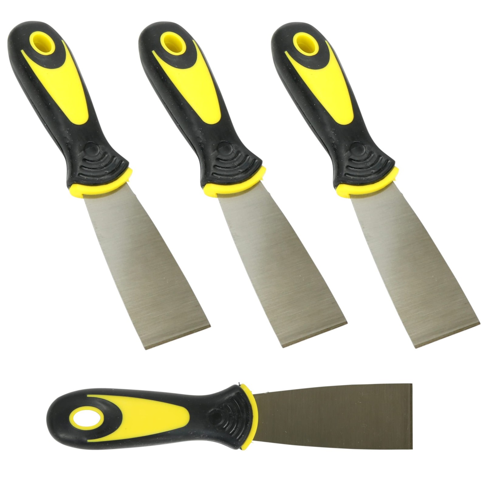 Harrier Hardware 4-Pack Soft Grip Handle Putty Scraper Knife, Flexible Blade,...