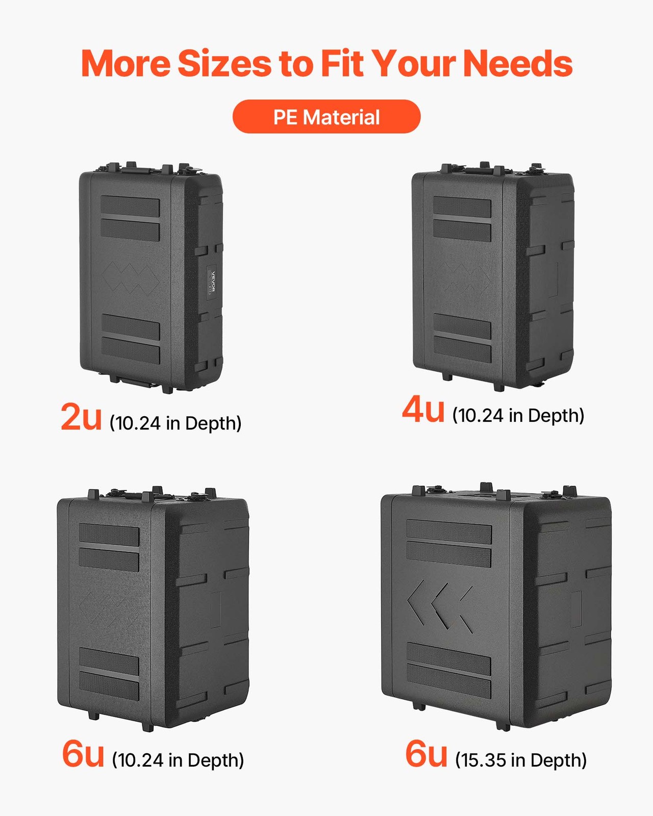 VEVOR 2U Rack Case Rackmount Flight Case 12 in with Microphone Compartments