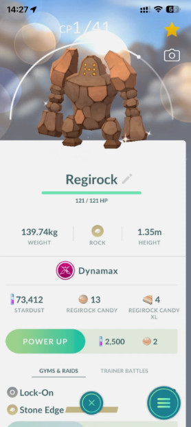 Pokemon GO - Non - Shiny Dynamax Regirock