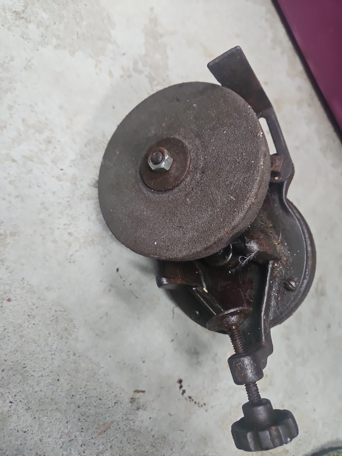 Vintage Hand Crank Bench Grinder Sharpener, Needs A Handle