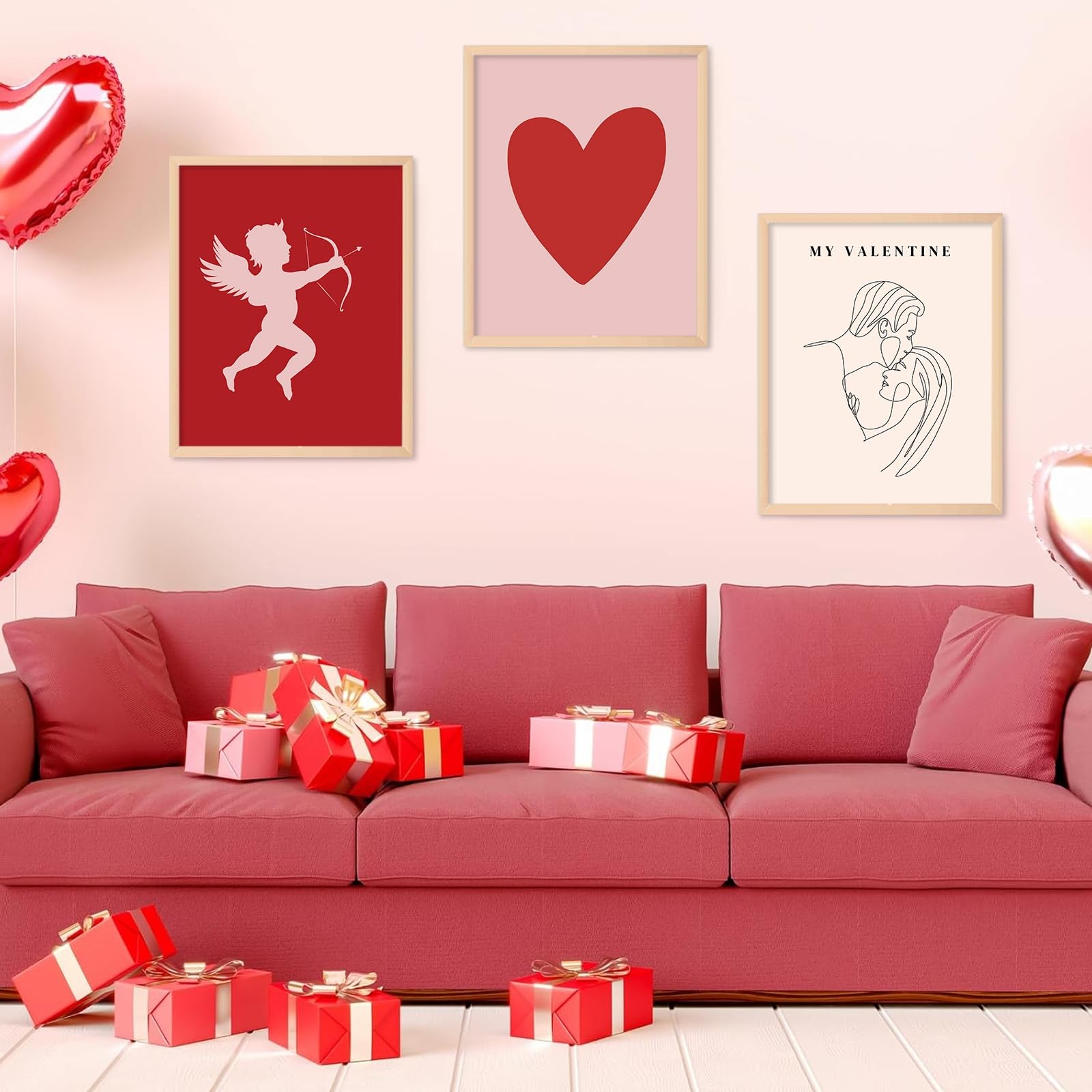 12Pcs Valentine's Day Wall Art Prints Retro Romantic Love Heart Cupid Art Poster