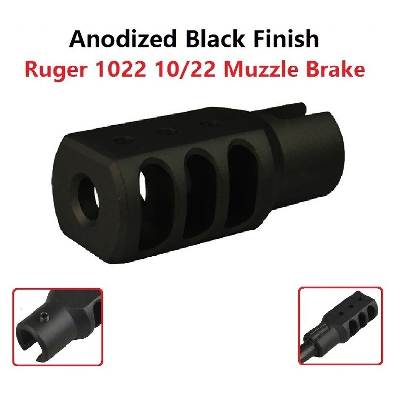 US Seller! Black Slip On Set Screw Tightened Ruger 1022 Tanker Style Muzzle Brak