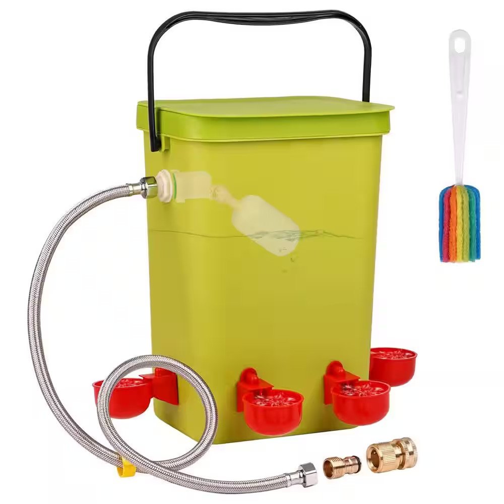 Automatic Chicken Feed Waterer W/ Float Valve 3.2 Gal. Hanging Poultry Waterer w