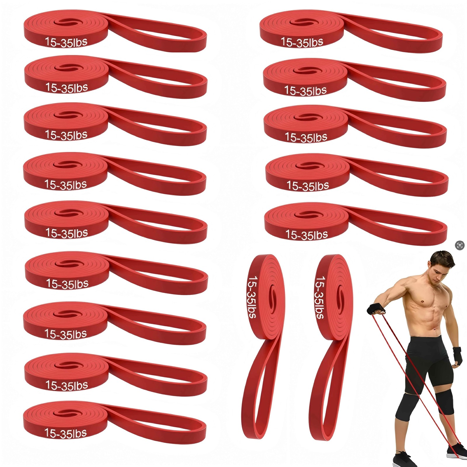 16-Pcs Resistance Bands Set - Premium Elastic Workout Bands for Home Gym, Str...